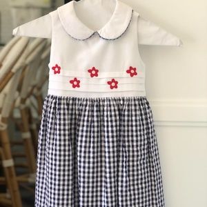 Florence Eiseman Navy and White Gingham Dress